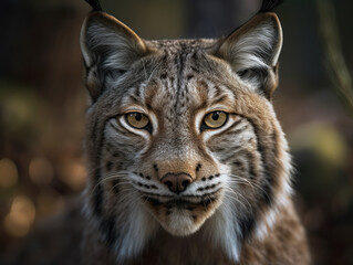 Obraz premium Lynx portrait close up created with Generative AI technology