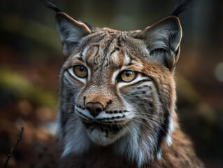 Naklejka premium Lynx portrait close up created with Generative AI technology