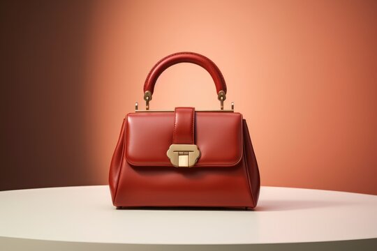 Red female leather bag