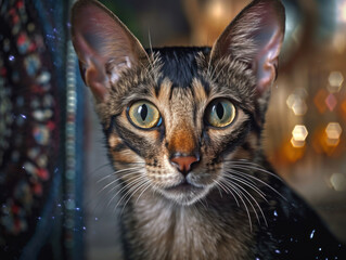 Oriental Сat portrait close up created with Generative AI technology