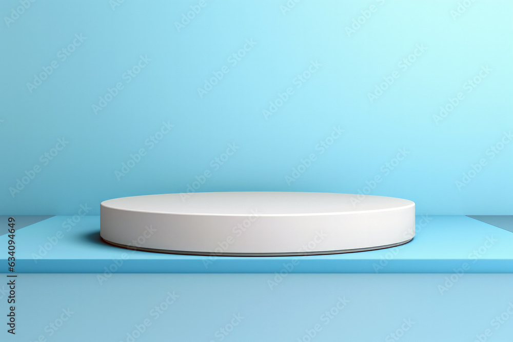 Poster the white podium is designed to provide a professional look, with a blue background to align with th