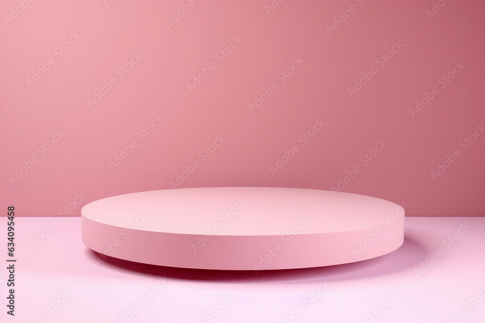 Poster Designed with a modern style and incorporating geometric elements, the pink podium with a matching pink background is an attractive product presentation template.