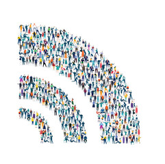Wi Fi symbol made of many little people at white background 