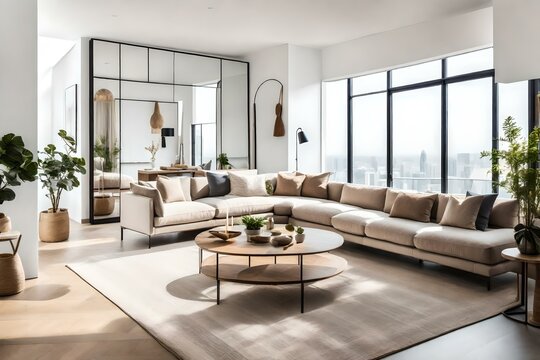 Picture of domestic living room, cozy sofa, luxury living room, living room interior, 