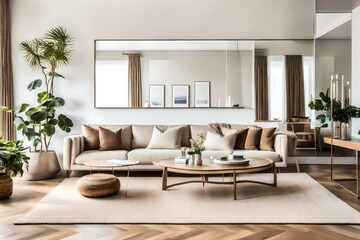 Fototapeta na wymiar Picture of domestic living room, cozy sofa, luxury living room, living room interior, 