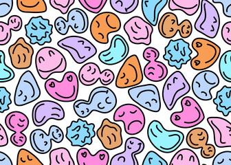 Cute emoji designs Seamless pattern. Emoticon background.