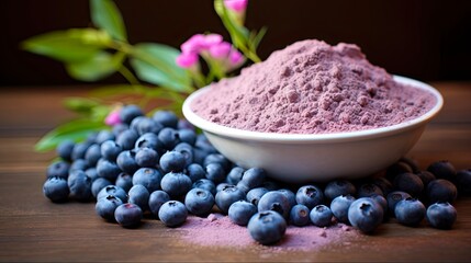 Obraz na płótnie Canvas Organic Blueberry Powder - Antioxidant Rich Superfood from Hand-Picked Nordic Berries for Healthy and Trendy Food. Generative AI