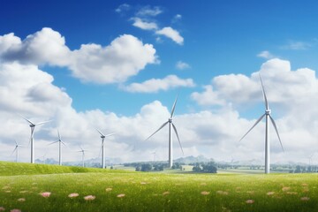 AI-made banner for Eco-Earth Day featuring windmills. Generative AI