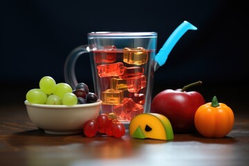 sippy cup with water beside fruit snacks