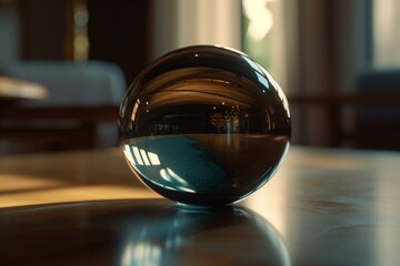 Spherical object resting on the surface. Generative AI