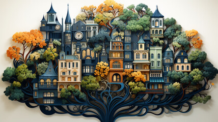 A fabulous northern European town with beautiful side by side houses standing next to each other