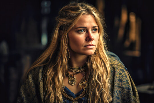 Beautiful portrait of Celtic woman during the Iron Age (Generative AI)
