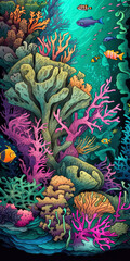 Obraz premium Surreal Underwater illustration