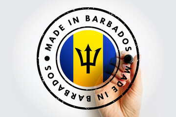 Made in Barbados text emblem stamp, concept background