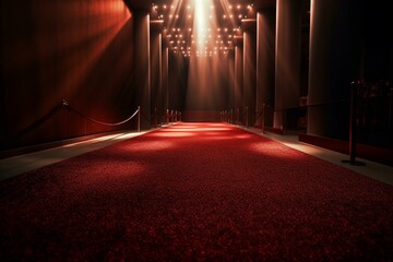 A voluminous 4k red carpet bathed in light. Generative AI