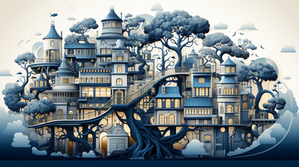 A fabulous northern European town with beautiful side by side houses standing next to each other