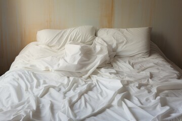 crisp white sheets folded neatly on a bed