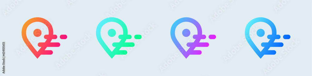 Poster location line icon in gradient colors. pin pointer signs vector illustration.