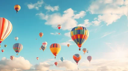 Papier Peint photo Lavable Montgolfière Colorful hot air balloons floating in the sky 