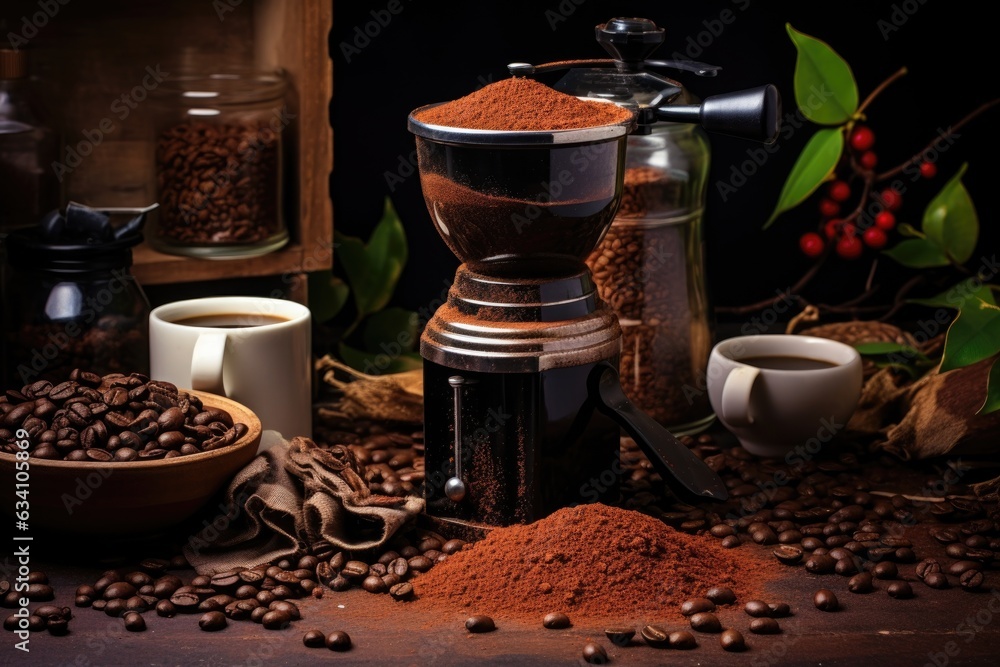 Canvas Prints coffee grinder with freshly ground coffee beside