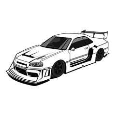 japan race car flat vector design