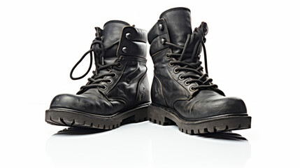 Combat boots isolated on white background