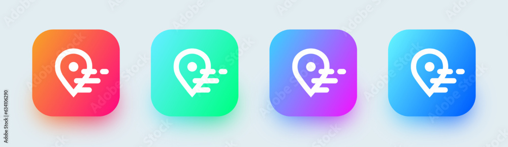 Poster location line icon in square gradient colors. pin pointer signs vector illustration.