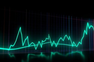 Neon graph banner with copy space for stock trading and economic trends. Generative AI