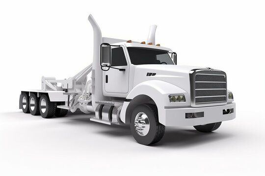 Isolated white wrecker tow truck 3D rendering. Generative AI