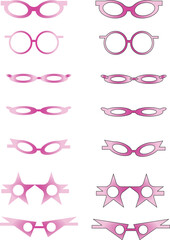 pink 2d and 3d glasses icons