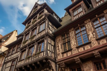 Fototapeta na wymiar Close-up of historic buildings in Strasbourg. Generative AI