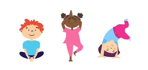 children character vector. set of yoga characters