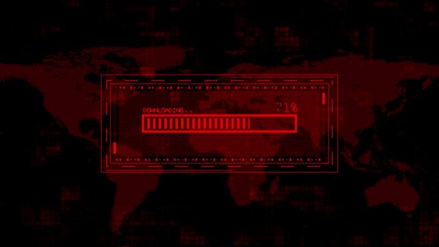 System Hacking Alert detected device infected computer Animation. loading bar animation. ._573