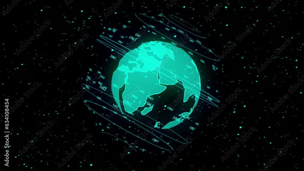 Poster global network rotating connection data connections. earth animation social future technology. 582