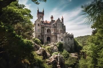 Castle in Sintra, Portugal. Generative AI
