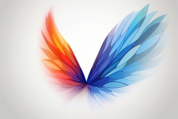 Colorful wing on white background with blue border. Generative AI