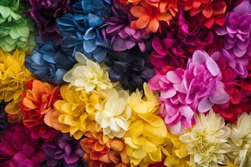 Colorful flower petals arranged in different hues and tones. Generative AI