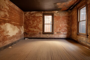 Unoccupied brick room for business or living. Generative AI