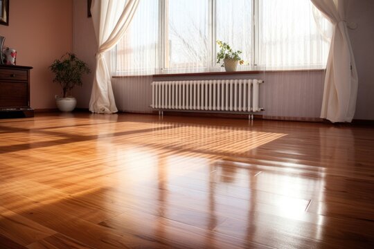 shiny wooden floor after polishing, clean and bright