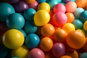 Fototapeta na wymiar Multicolored balloons form abstract background. Generative AI
