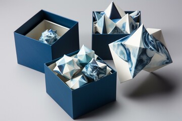 A gift box in shades of blue and white. Generative AI