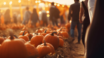 People having fun at the pumpkin patch, pumpkins, autumn, fall, family time, nature, agriculture,...