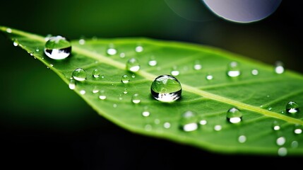 A drop of water on a leaf. Created using Generative AI technology.