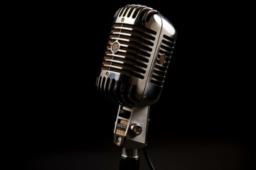 Fototapeta na wymiar Old-fashioned mic on a clear backdrop. Generative AI