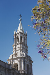 Turm der Kathedrale von Arequipa, Peru.