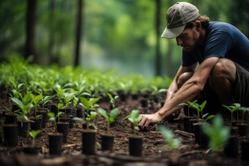rainforest reforestation with young saplings
