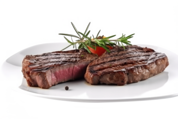 steak on table isolated on white