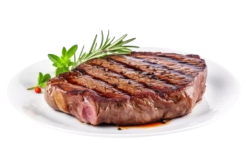 Poster steak on table isolated on white © Tidarat