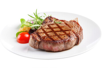 steak on table isolated on white
