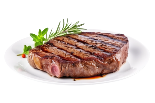 steak on table isolated on white